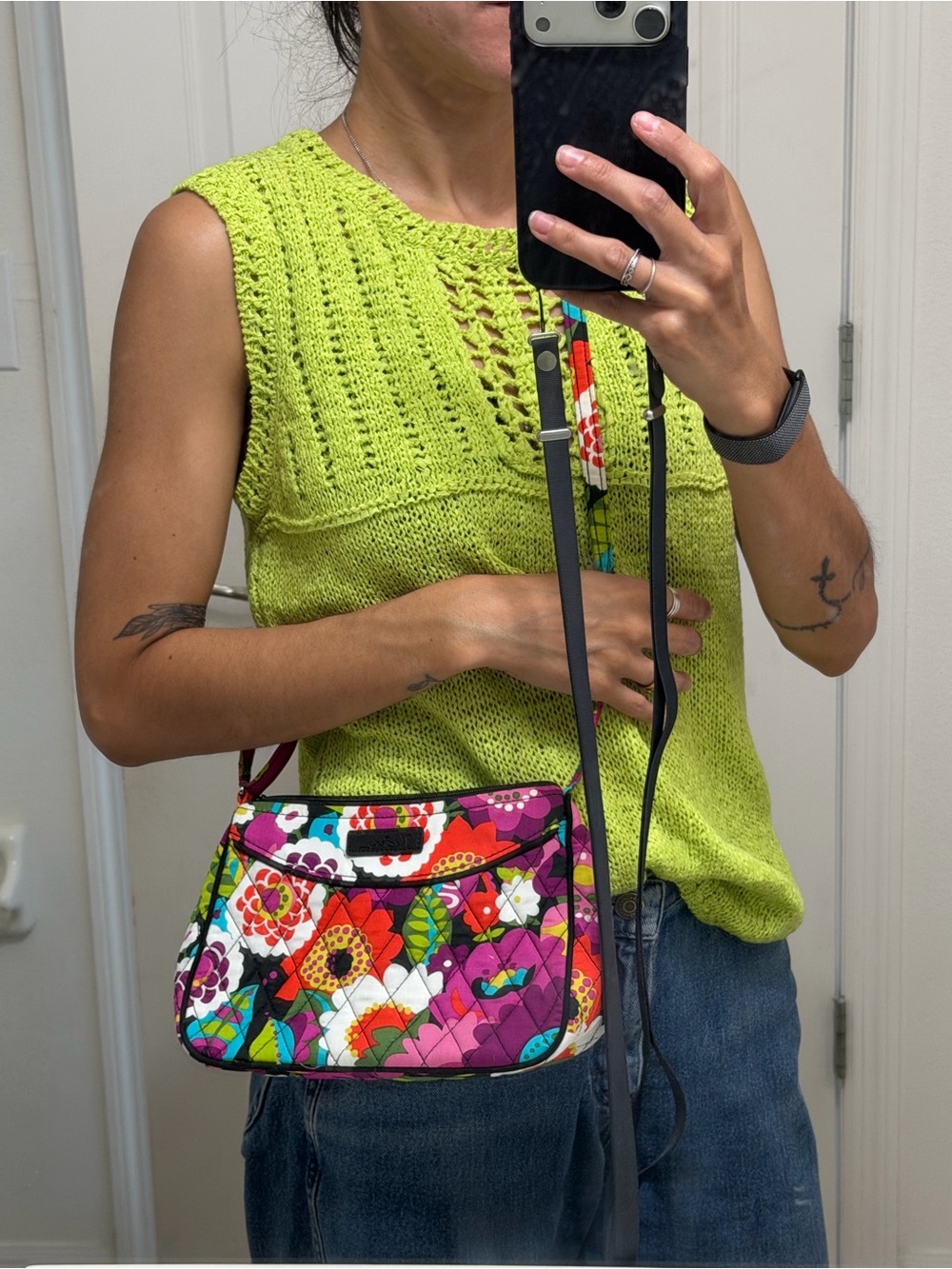 Vera Bradley Bright Floral Quilted Crossbody in Pink, Green, White, Orange - Picture 2 of 6